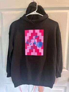 Disney Black Hoodie with Pink and Blue Minnie Graphic